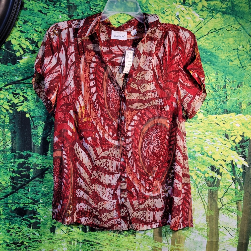 (3349-5) AVENUE,  Sheer top, size 14/16, multi color
